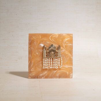 Taj Mahal Square Resin Clutch – Peach, 2 of 2