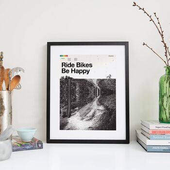 'Ride Bikes Be Happy' Mountain Biking Art Print, 2 of 7