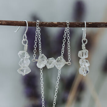 Herkimer Diamond Icicle Dangle Earrings, 6 of 7