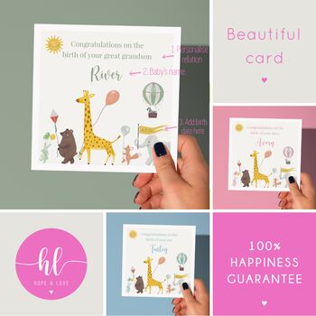Personalised New Baby Card Any Relation Pink/Blue/Green, 4 of 8