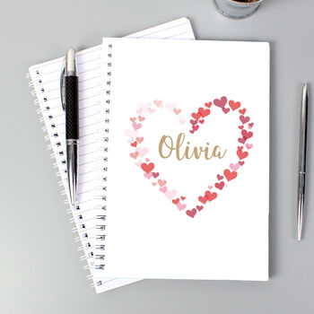 Personalised Confetti Hearts A5 Notebook, 3 of 4
