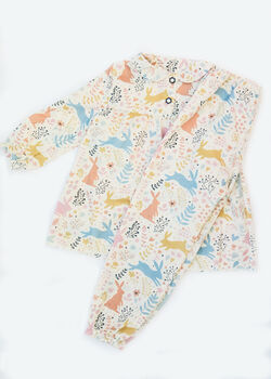 Girls Bouncing Bunny Rabbit Spring Cotton Pyjama Set, 4 of 7