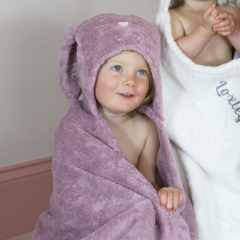 Personalised Hooded Baby Bath Towel Bunny Rabbit, 8 of 11