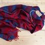 Soft Blanket Striped Cherry Red And Blue Sofa Throw, thumbnail 2 of 9