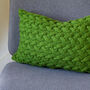 Contemporary Lattice Knit Cushion Hand Knit In Emerald, thumbnail 4 of 5