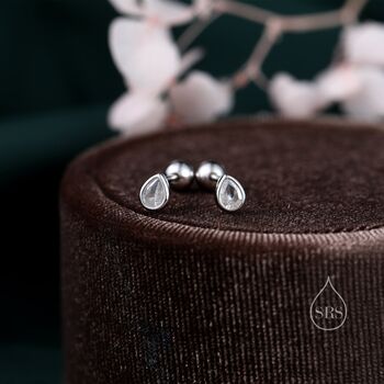 Sterling Silver Tiny Cz Droplet Earrings, 2 of 12