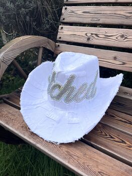 Hitched White Denim Cowboy Hat, 3 of 5