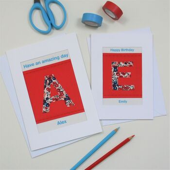 Liberty Print Initial Birthday Card, 4 of 7