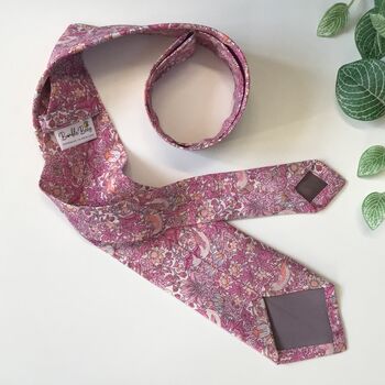 Liberty Tie In Light Pink Strawberry Thief Birds Motif, 8 of 9