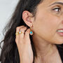 Pink Opal Turquoise Gold Plated Wire Drop Earrings, thumbnail 2 of 4