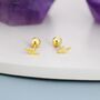 Extra Tiny Lightning Bolt Barbell Earrings In Sterling Silver, thumbnail 3 of 12