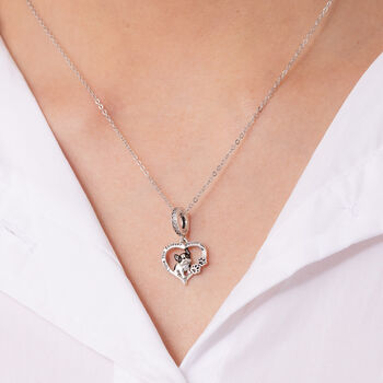 Sterling Silver French Bulldog Necklace Heart Personalised, 2 of 7