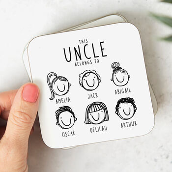 Personalised Coaster 'This Uncle Belongs To', 3 of 5