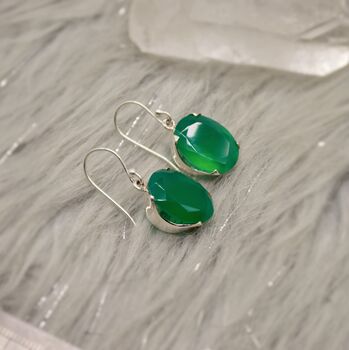 Green Onyx Silver Earrings, 3 of 12