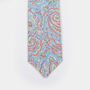 Mens Ice Blue And Pink Paisley Print Slim Style Tie, thumbnail 8 of 9
