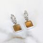 The Square Citrine Earrings, Silver, thumbnail 3 of 6