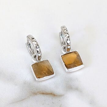 The Square Citrine Earrings, Silver, 3 of 6