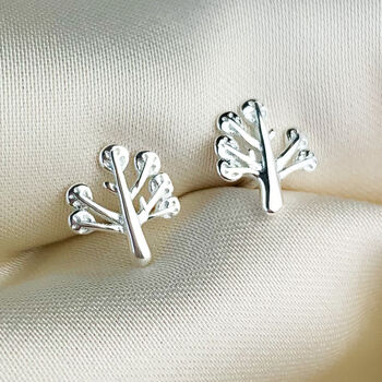 Sterling Silver Tree Stud Earrings, 3 of 6