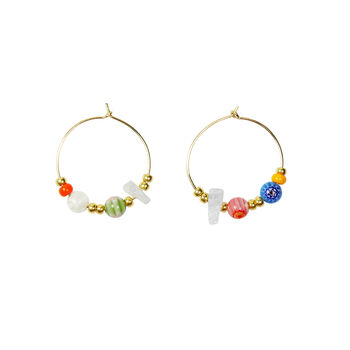 Libby Colourful Beaded And Gemstone Hoop Earrings, 2 of 3