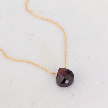Garnet Teardrop January Birthstone Necklace, Gold, 3 of 7