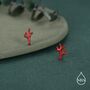 Sterling Silver Asymmetric Red Coral Branch Stud Earrings, thumbnail 6 of 12
