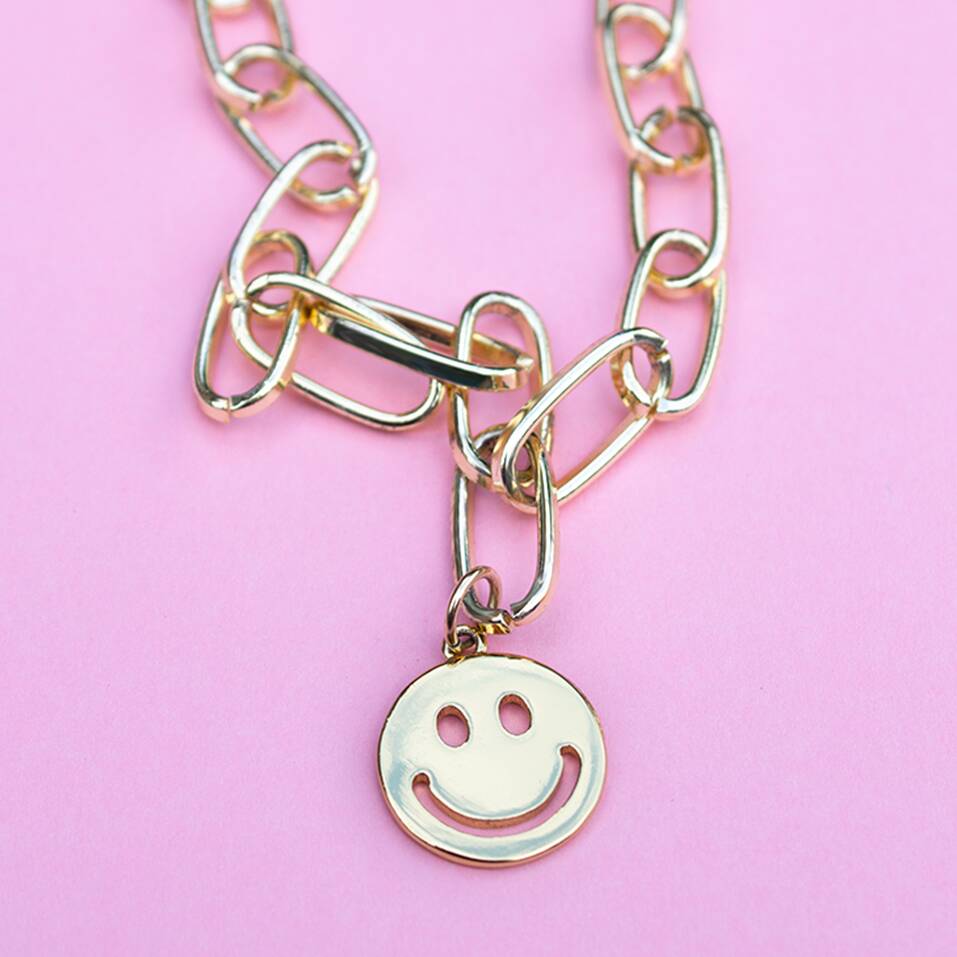 You're Smiley Chunky Chain With Pendant Necklace, 1 of 4