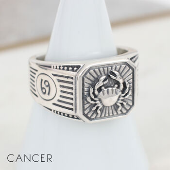 Mens Personalised Sterling Silver Zodiac Ring, 4 of 12