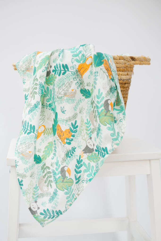 Rainforest Jungle Bamboo Muslin Swaddle Blanket By BabyBells