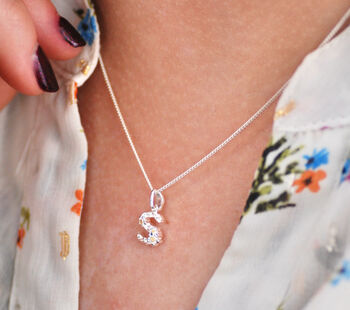 Personalised Silver Flower Charm Initial Necklace, 8 of 11