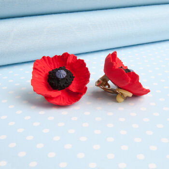 Large Poppy Stud Or Clip On Earrings, 2 of 3