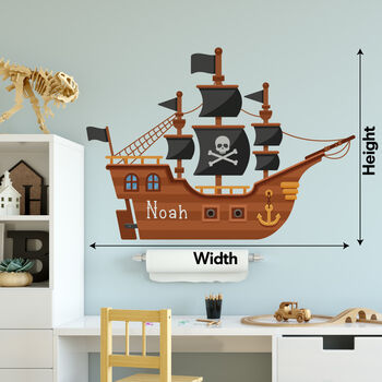 Personalised Pirate Ship Wall Sticker Room Decor Art, 2 of 3