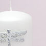 G Decor Dragonfly Nature White Elegant Pillar Candle, thumbnail 2 of 7