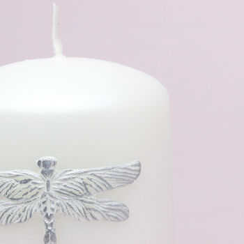 G Decor Dragonfly Nature White Elegant Pillar Candle, 2 of 7