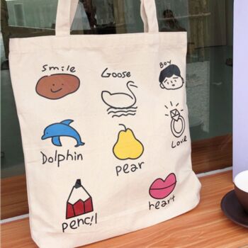 Illustration Canvas Tote Bag For School, 3 of 8