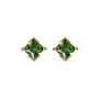 Rose Gold Princess Cut Birthstone Earrings May Emerald, thumbnail 2 of 5