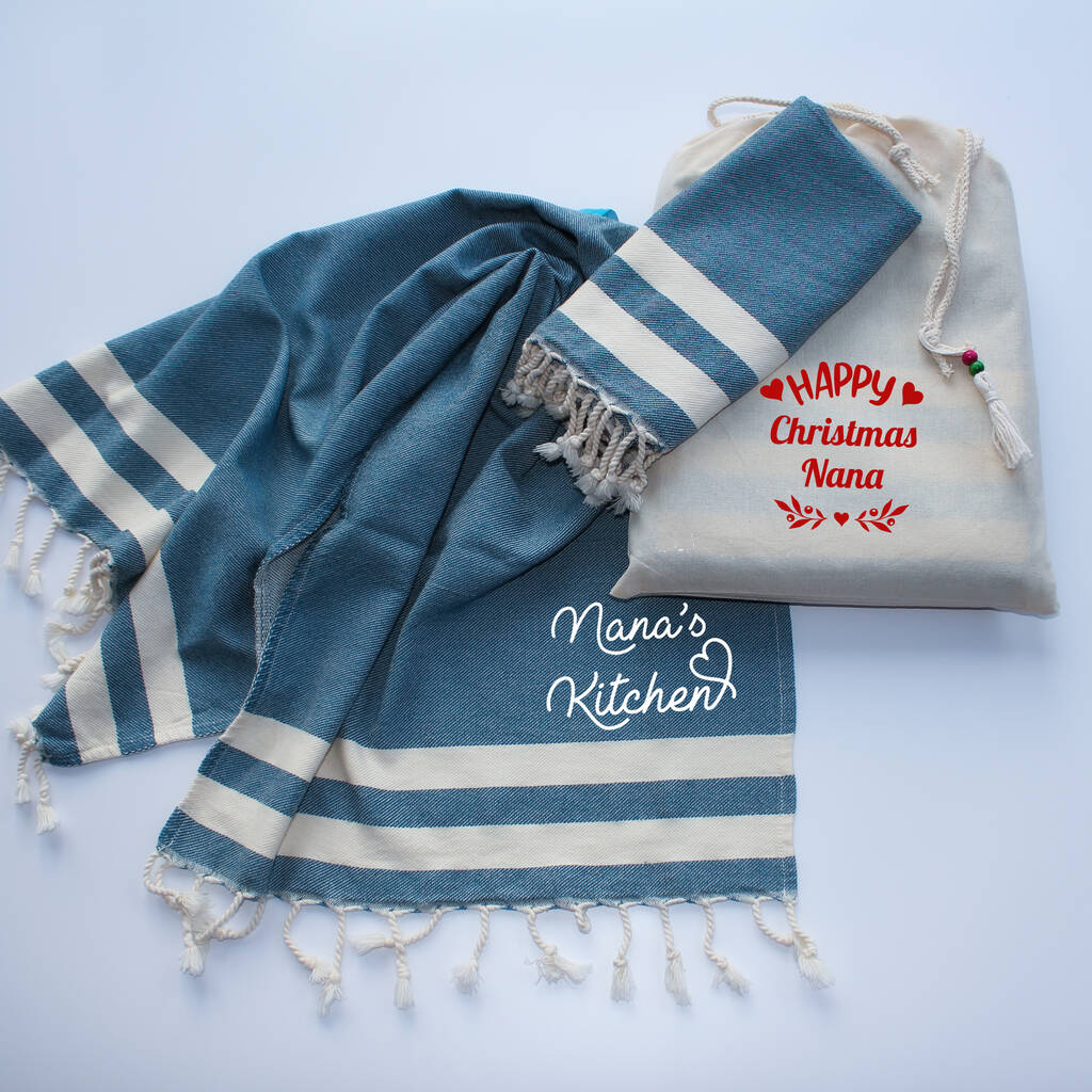 Soft Cotton Tea Towel, Personalised Christmas Gift Set For Her, 1 of 5