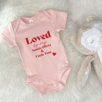 Loved By Auntie And Uncle Personalised Babygrow, 2 of 9