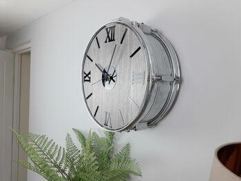 Large 15'' Chrome Real Drum Wall Clock, 4 of 7
