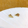 Tiny Minimal Brass Shape Gold Stud Earrings, thumbnail 4 of 5