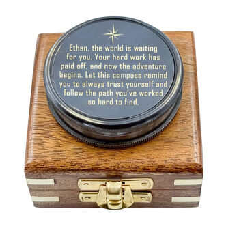 Personalised Gunmetal Poem Compass For Graduation Gift, 9 of 12