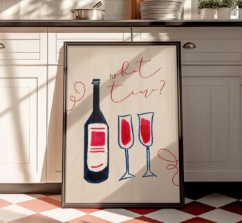 What Time Wine Wall Art Print Kitchen Disco, 8 of 11