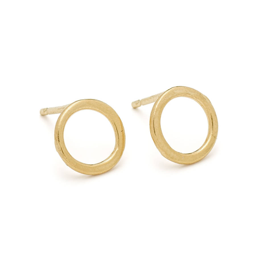 Tiny Circle Solid Gold Studs By Alison Moore Designs Yellow Gold Earrings Solid Rose Studs