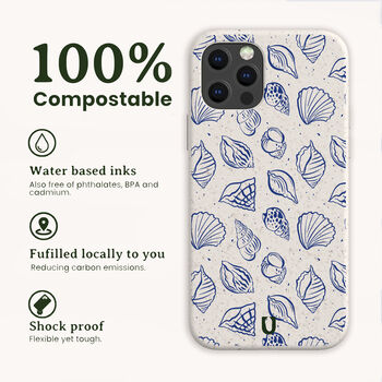 Cobalt Sea Shells Eco Phone Case, 2 of 8