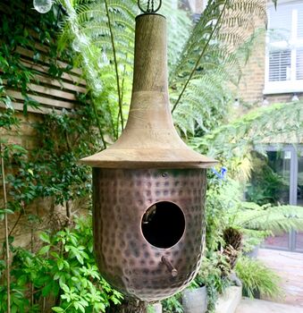 Copper Bird House With Wooden Roof Ltzaf016, 6 of 8