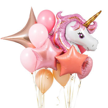 Peach Unicorn Crazy Foil Balloon Bunch, 2 of 3