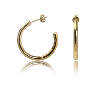 Plain Open Hoop Studs In Gold Plated, 3 of 4