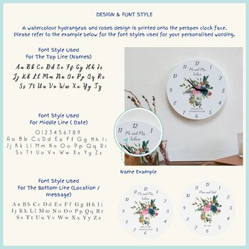 Hydrangea And Roses Floral Wedding Clock, 3 of 3