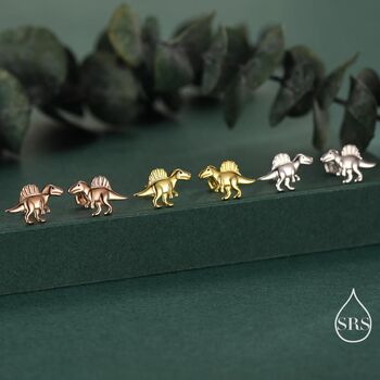 Sterling Silver Spinosaurus Dinosaur Stud Earrings, 6 of 12