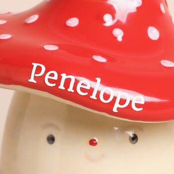 Personalised Name Ceramic Toadstool Money Box, 3 of 5