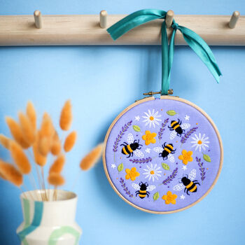 Bees And Lavender Embroidery Pattern Fabric Pack, 2 of 6
